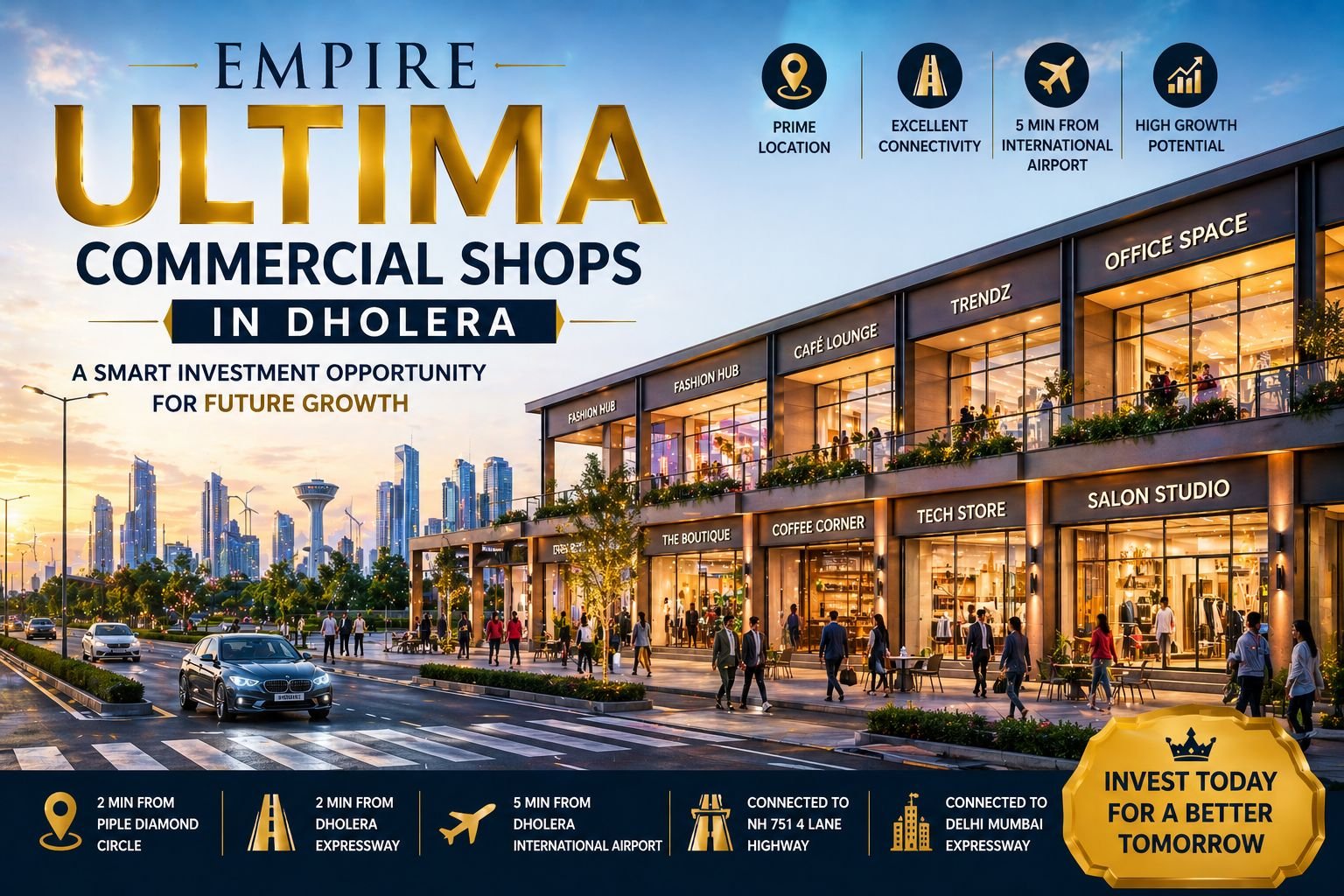 Empire Ultima Commercial Shops in Dholera | Prime Location